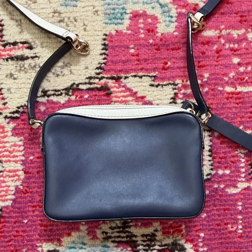 kate spade Navy White Leather Crossbody with Gold Hardware - Picture 8 of 8